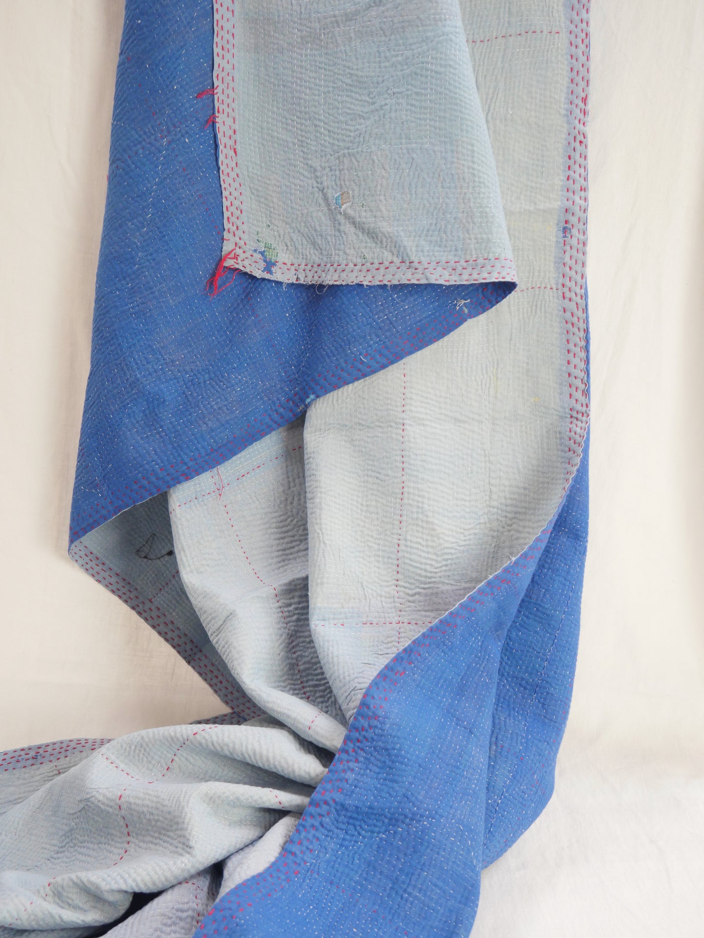 KANTHA BLUE RED STITCHING 