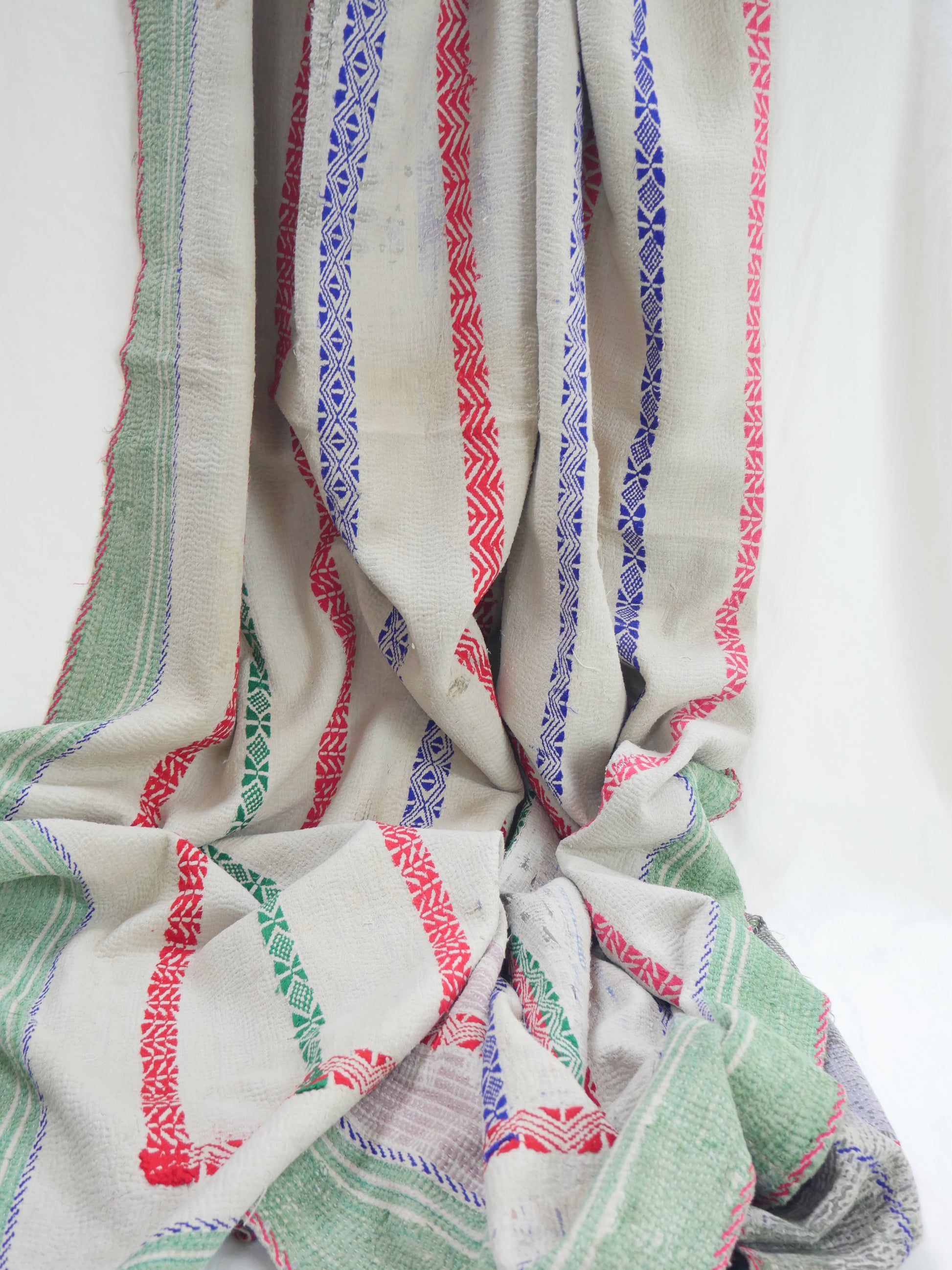 KANTHA WITH RED BLUE GREEN STITCHING 