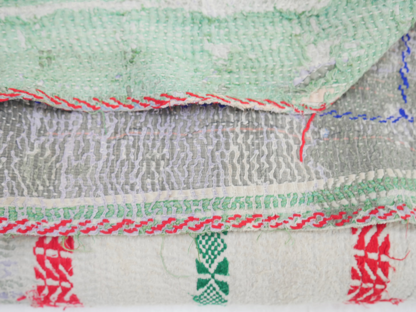 KANTHA WITH RED BLUE GREEN STITCHING 