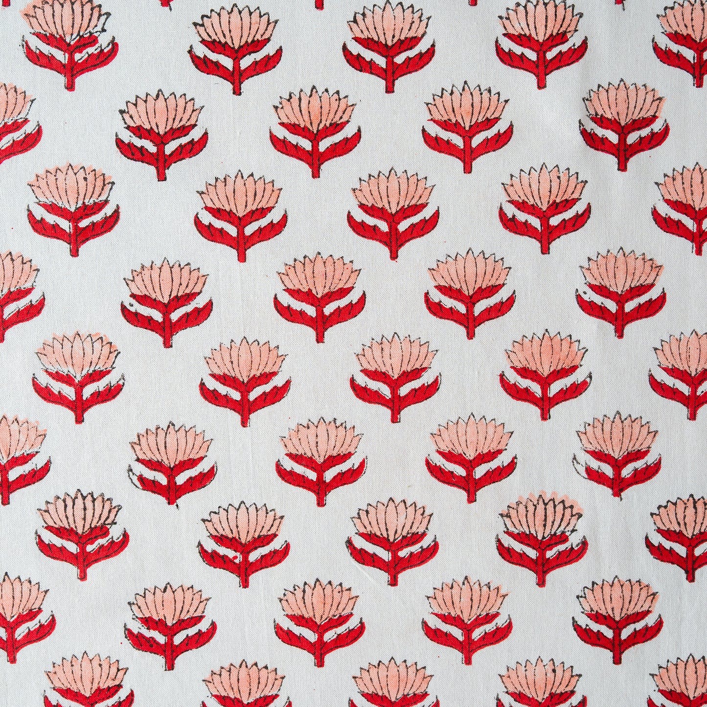 Pattern of red and pink floral designs on a light background