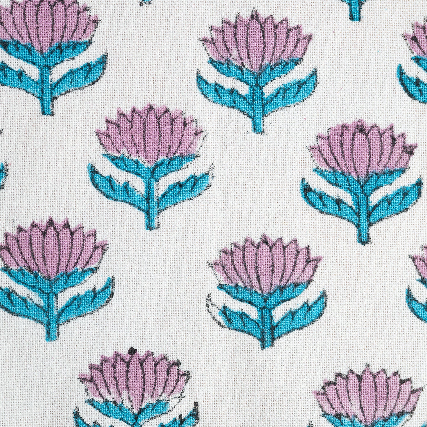Pattern of pink and blue flowers on a white background