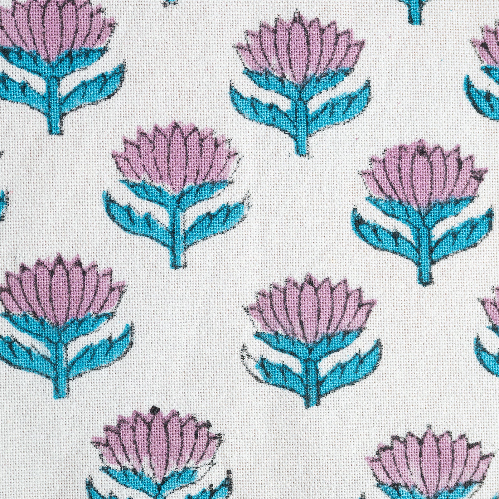 Pattern of pink and blue flowers on a white background