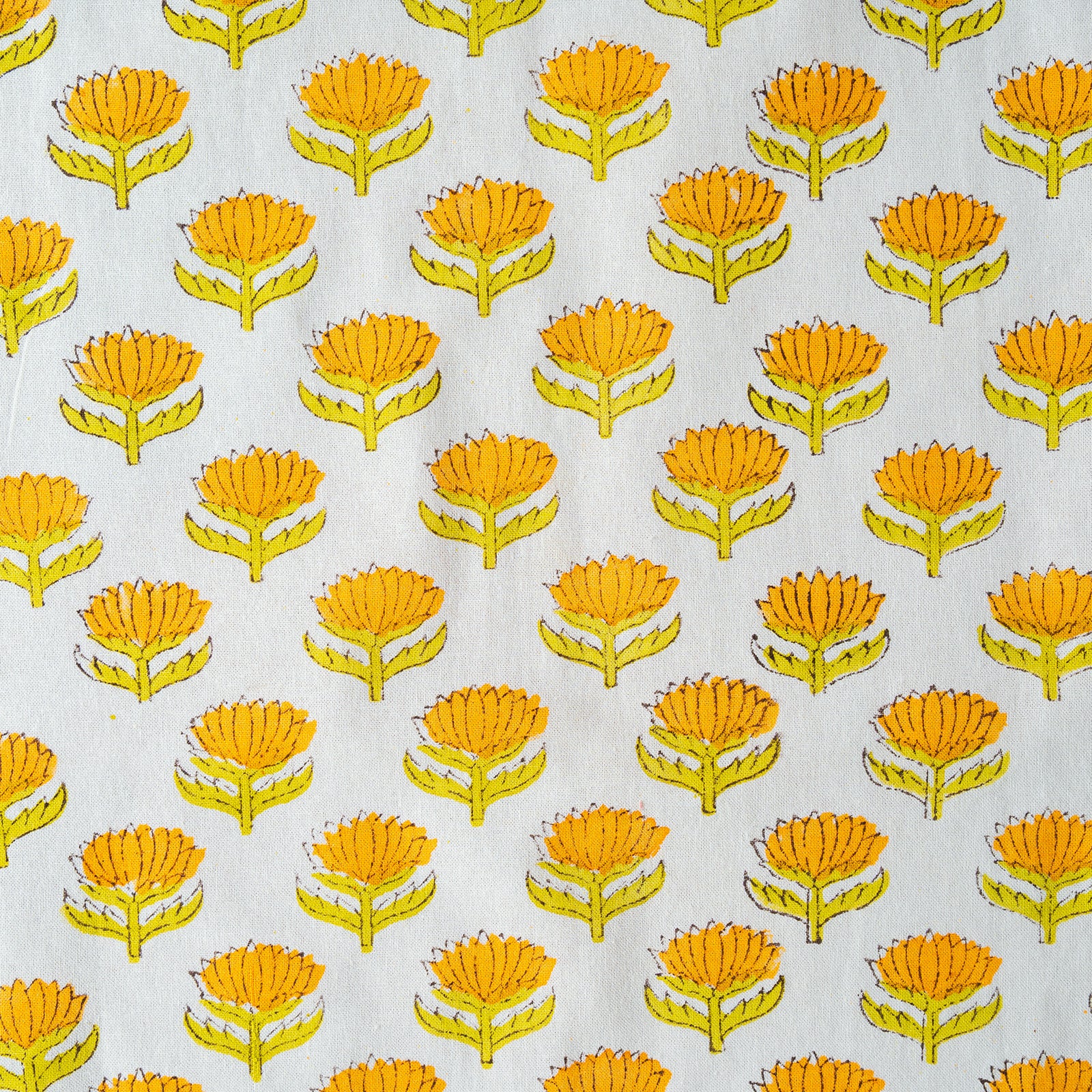 Pattern of yellow flowers on a light gray background
