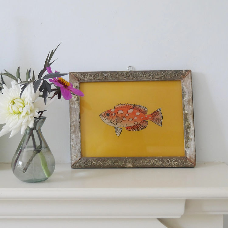 ORANGE FISH Indian glass painting