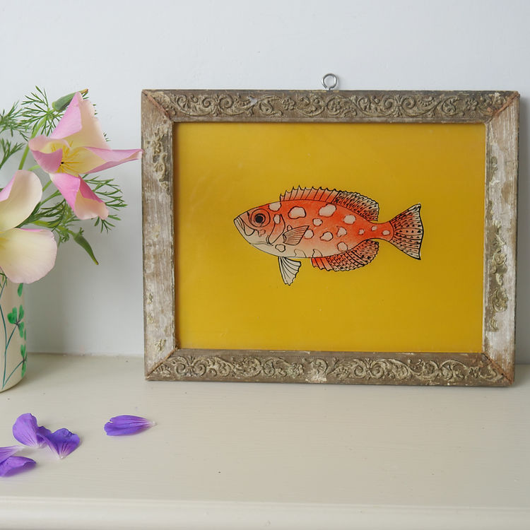 ORANGE FISH Indian glass painting