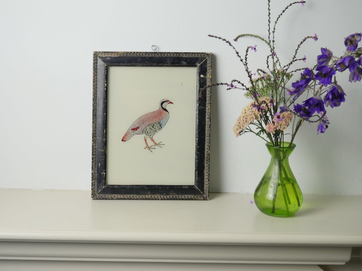 PARTRIDGE INDIAN REVERSE GLASS PAINTING