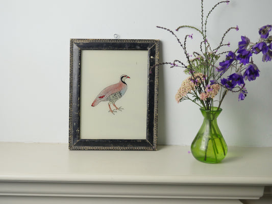 PARTRIDGE INDIAN REVERSE GLASS PAINTING