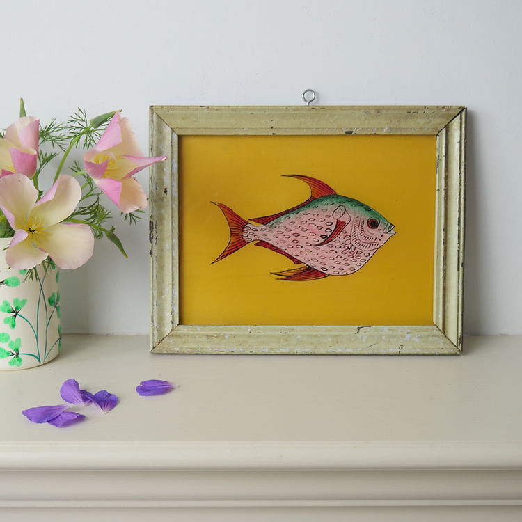 PINK FISH Indian glass painting