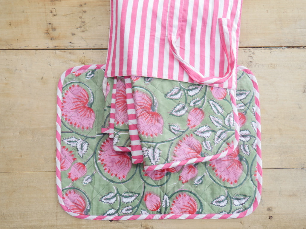 PINK POPPY set of 6 quilted placemats