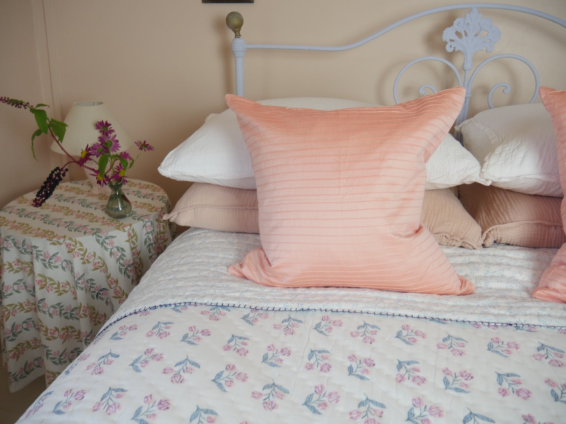 PLEATED DUSTY PINK CUSHION
50 X 50 CUSHION
COTTON SILK CUSHION 
HAND STITCHED