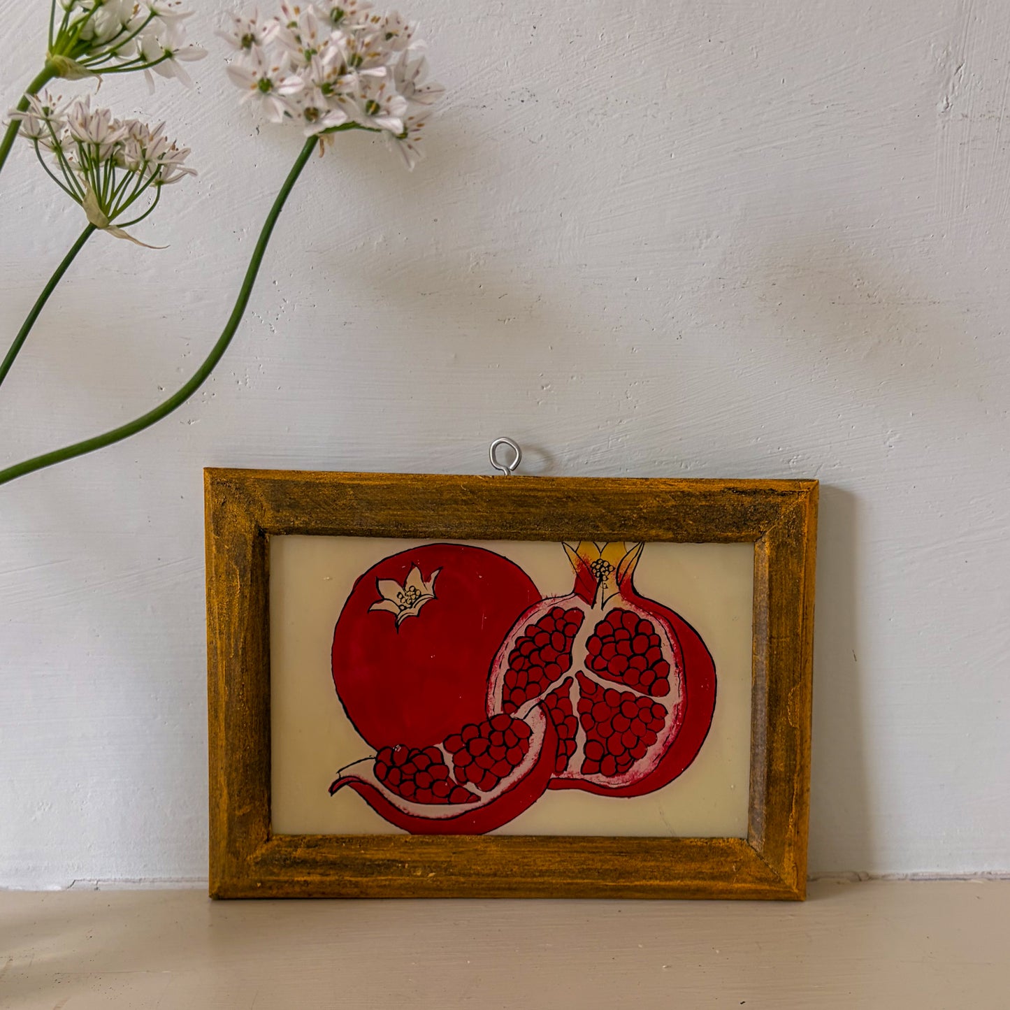 POMEGRANITE INDIAN GLASS PAINTING