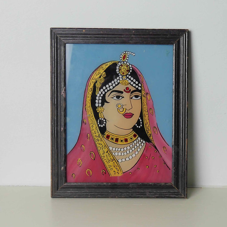 RED LIPS Indian glass painting