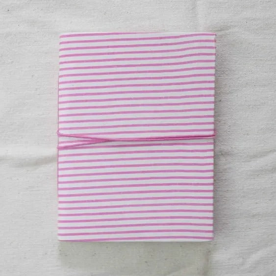 STRAWBERRY STRIPE block printed notebook