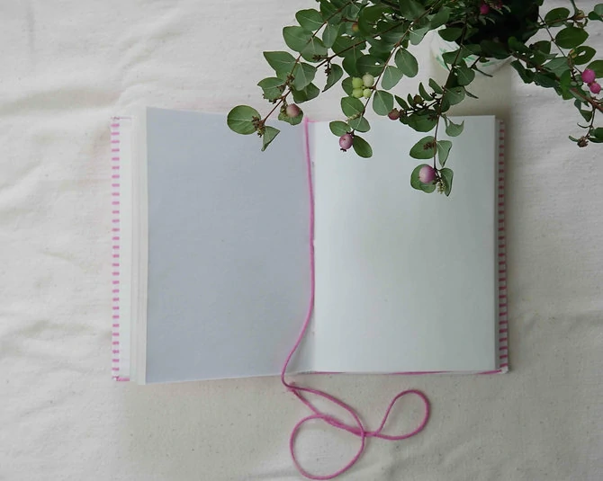 STRAWBERRY STRIPE block printed notebook