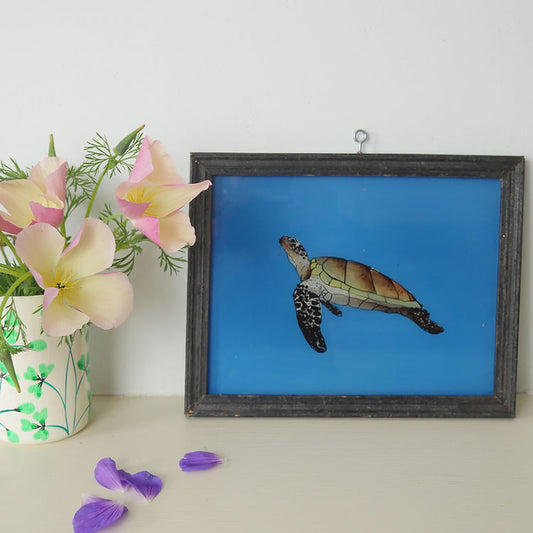 SWIMMING TURTLE Indian glass painting