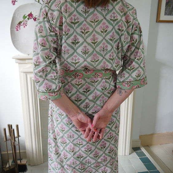 TRELLIS PINK AND MINT robe