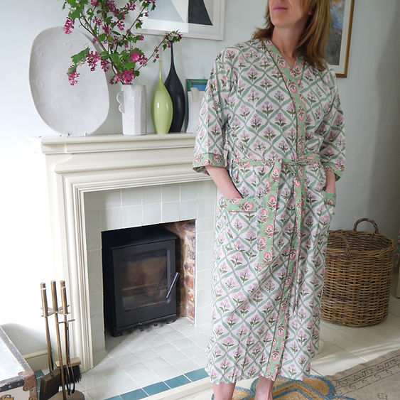 TRELLIS PINK AND MINT robe