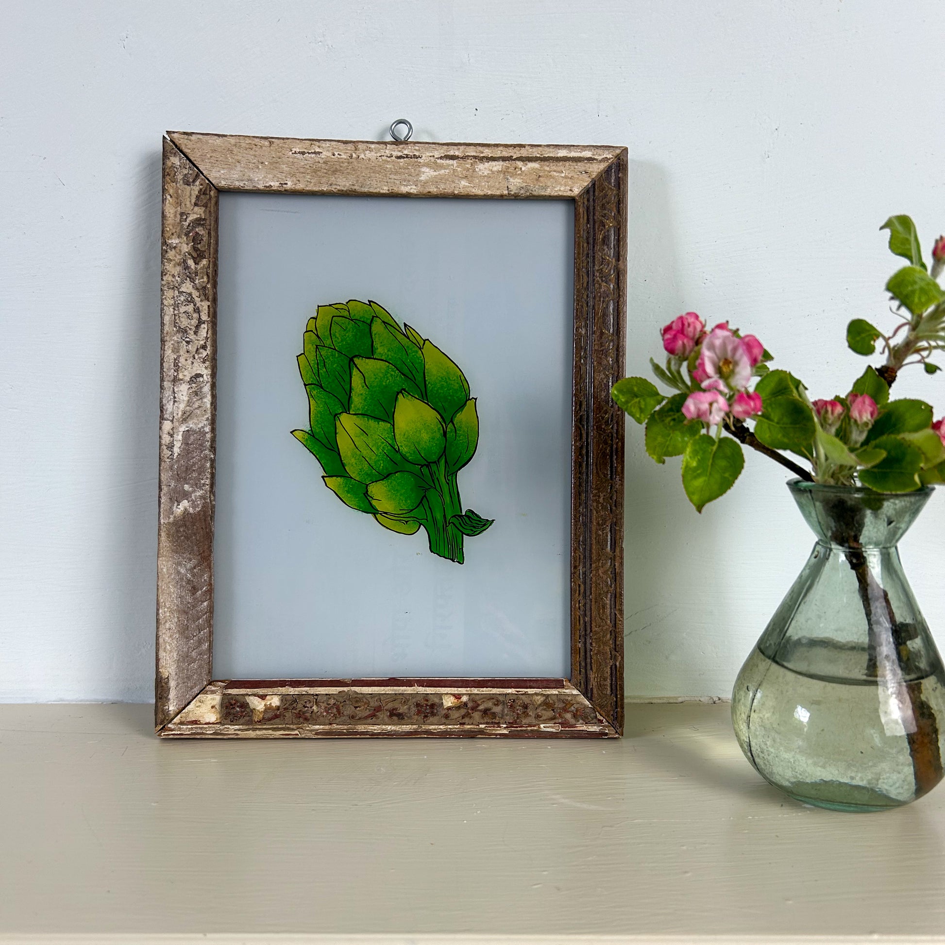 constance-and-denny-indian-reverse-glass-painting-boxed-packaging-hand-painted-artisan-gallery-walll-display-art-artichoke