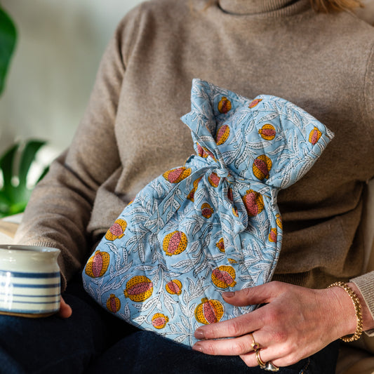 constance-and-denny-hot-water-bottle-pomegranate-cosy-block-printed