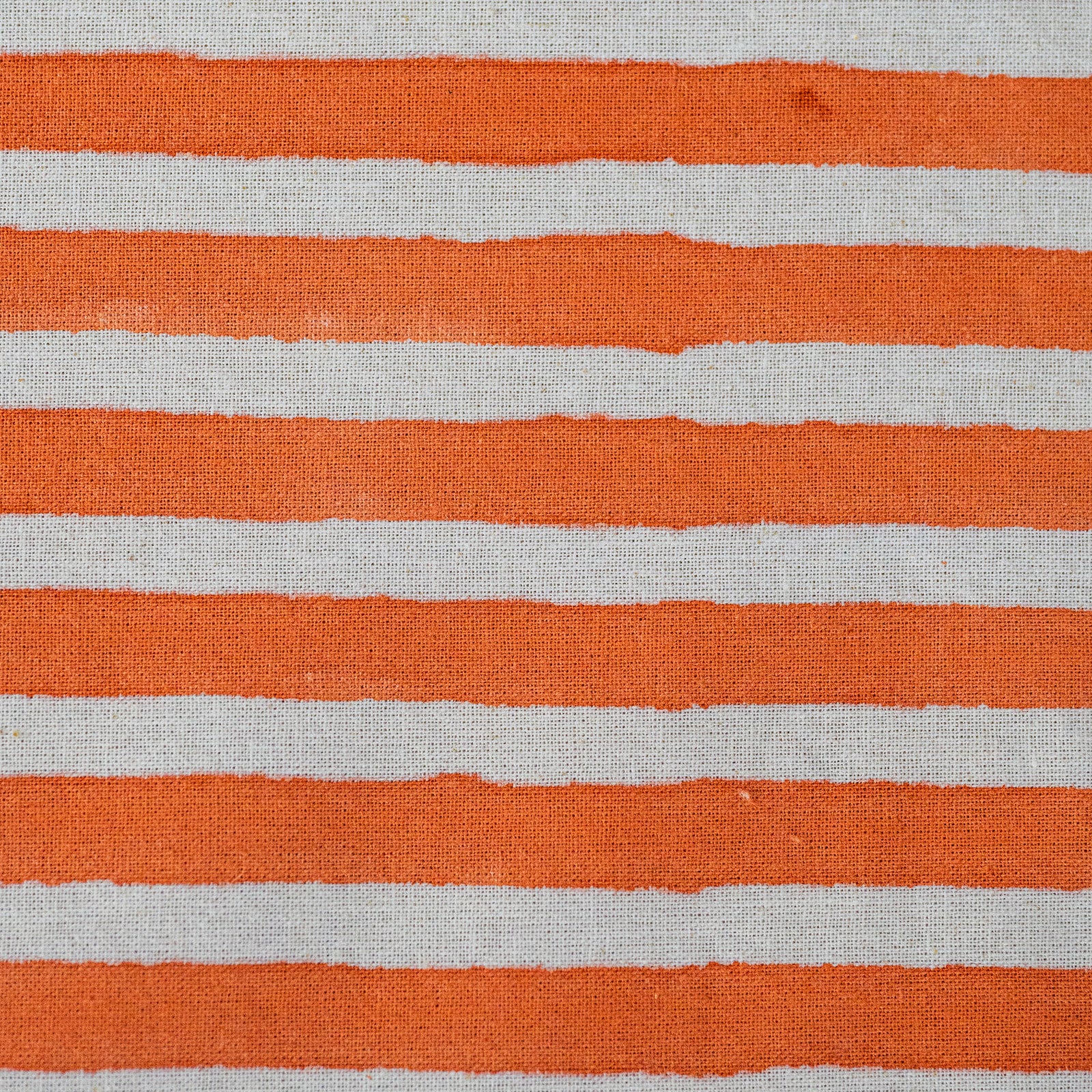 Textured fabric with horizontal orange and gray stripes