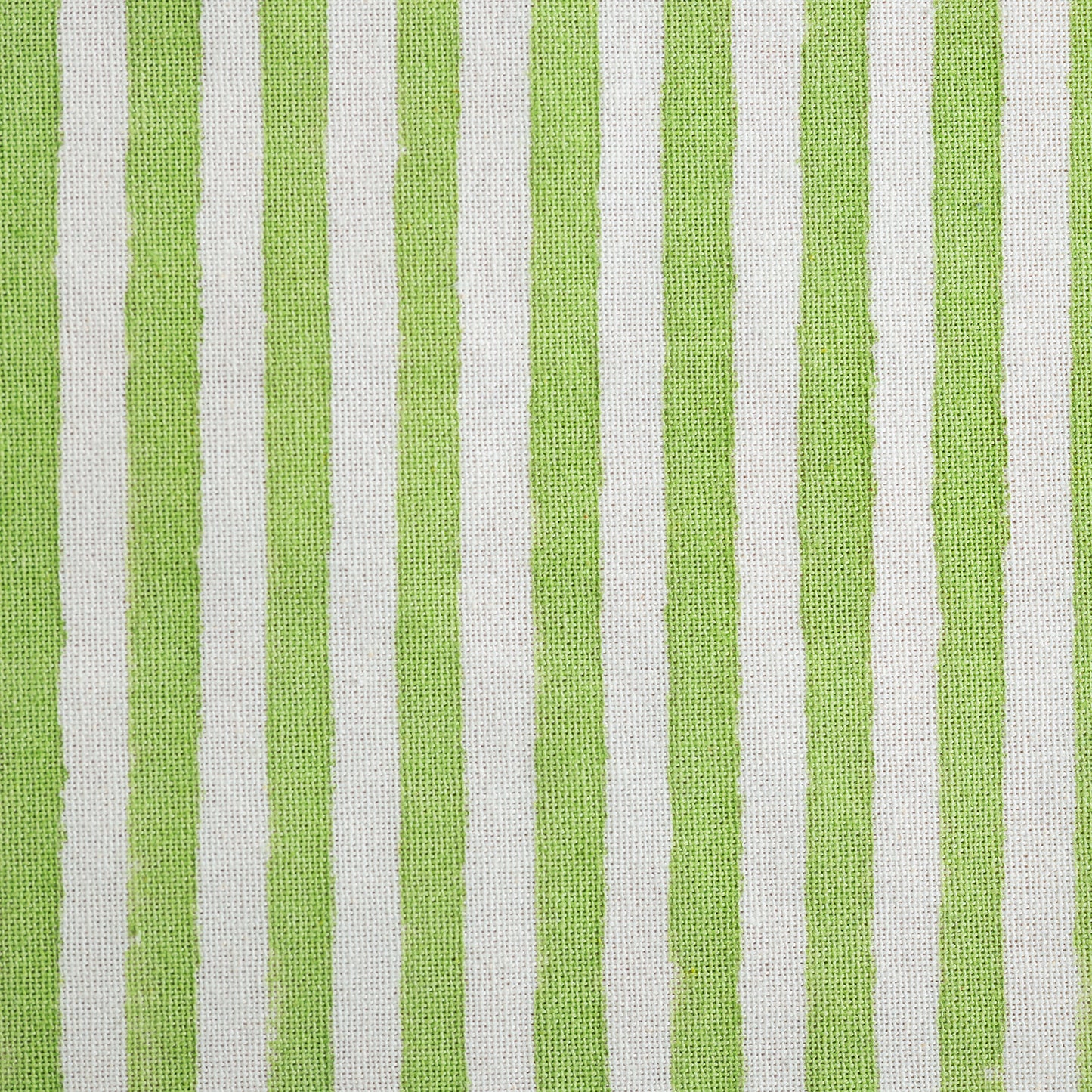 Fabric with green and white vertical stripes