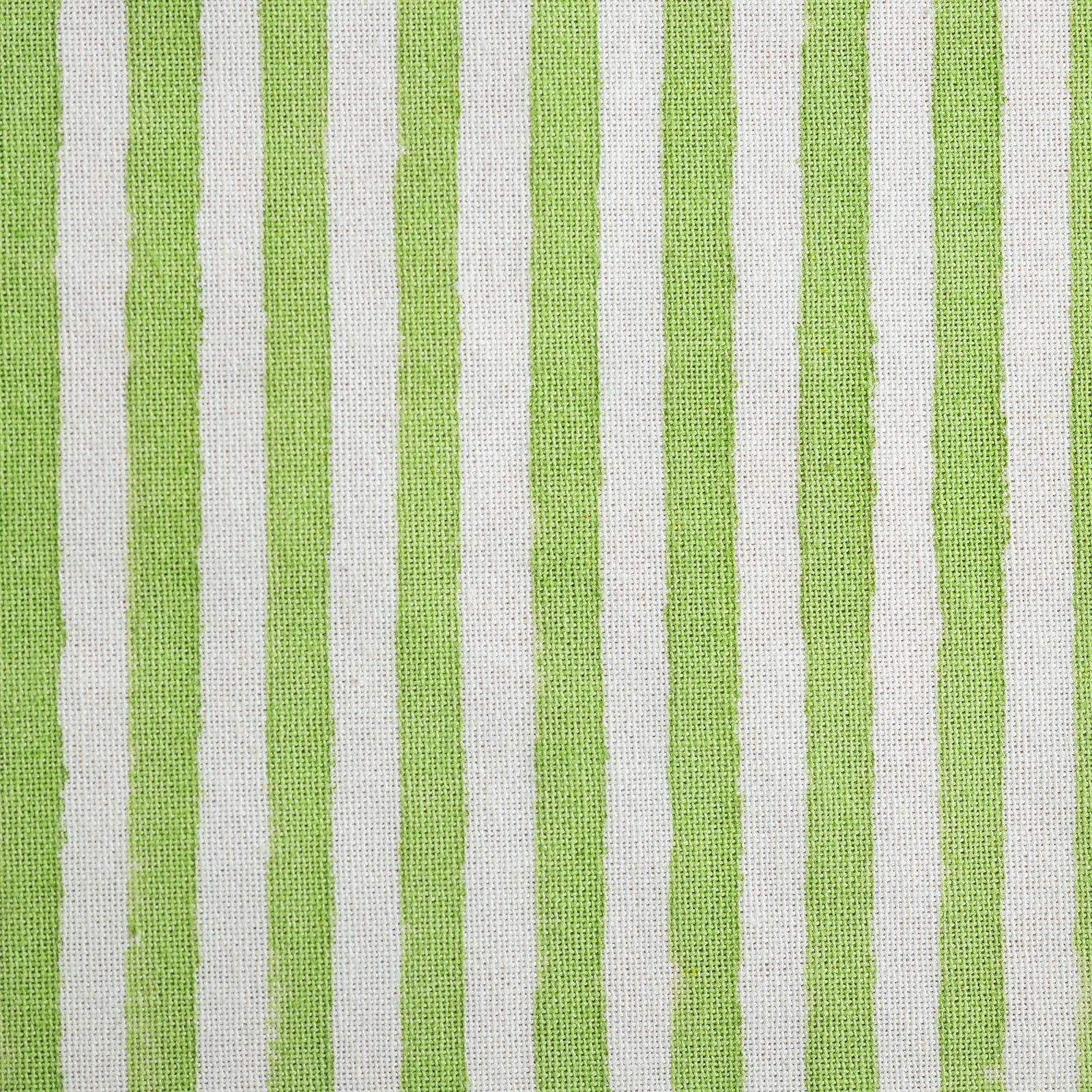 Fabric with green and white vertical stripes