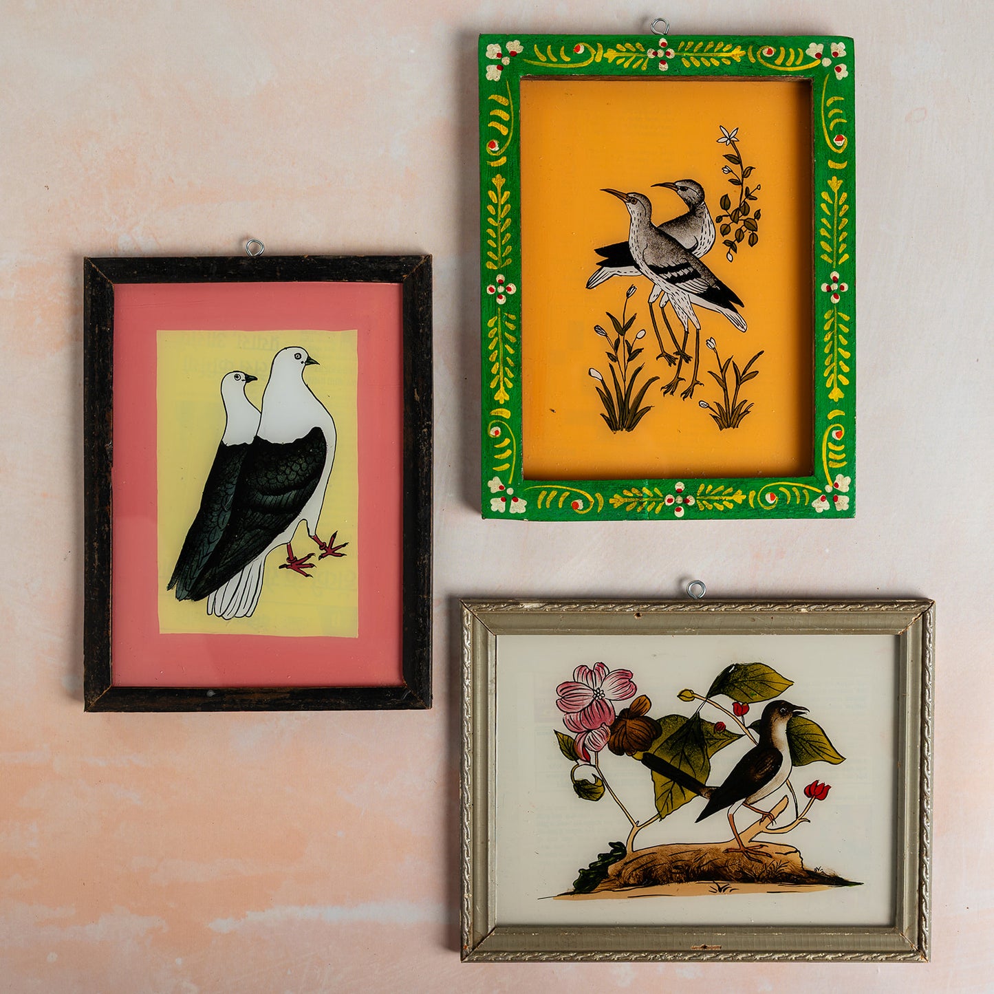 Medium Indian Glass Painting Collection x 3