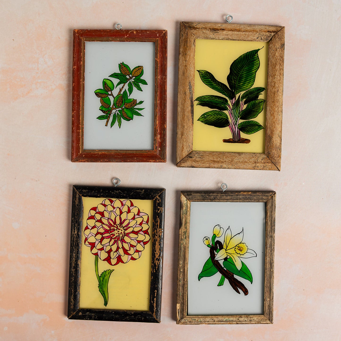 Small Indian Glass Painting Collection x 4