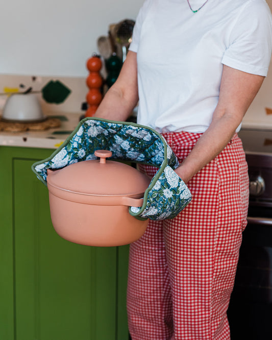 NEW IN BLOOM GREEN double oven glove