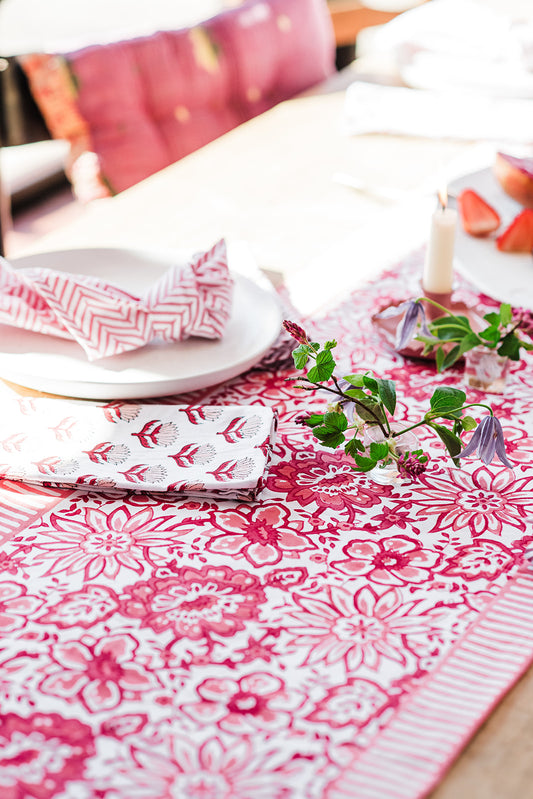 NEW MEADOW CORAL hand block printed runner