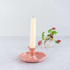 constance-and-denny-candle-stick-holder-metal-scalloped-blush-pretty-colour