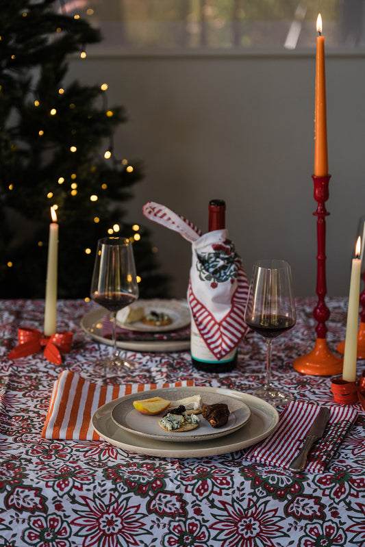 MEADOW hand block printed tablecloth - 2 colours