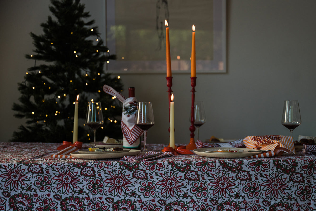 MEADOW hand block printed tablecloth - 2 colours