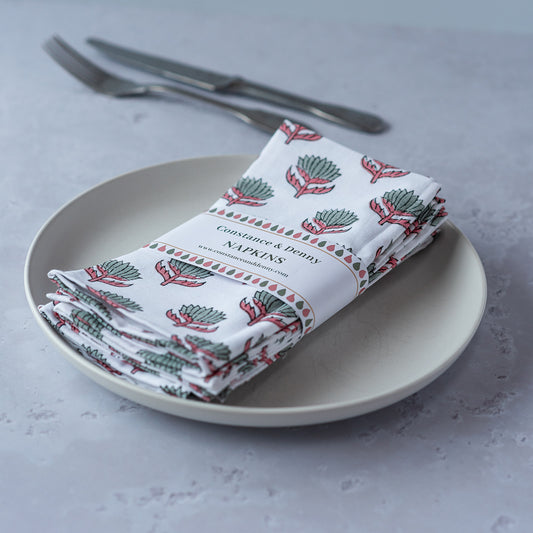 lotus-flower-napkins-block-printed-sage-pink-set