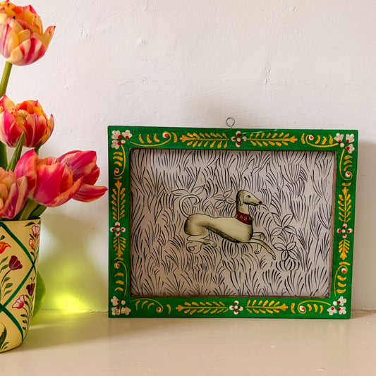 dog indian glass painting
