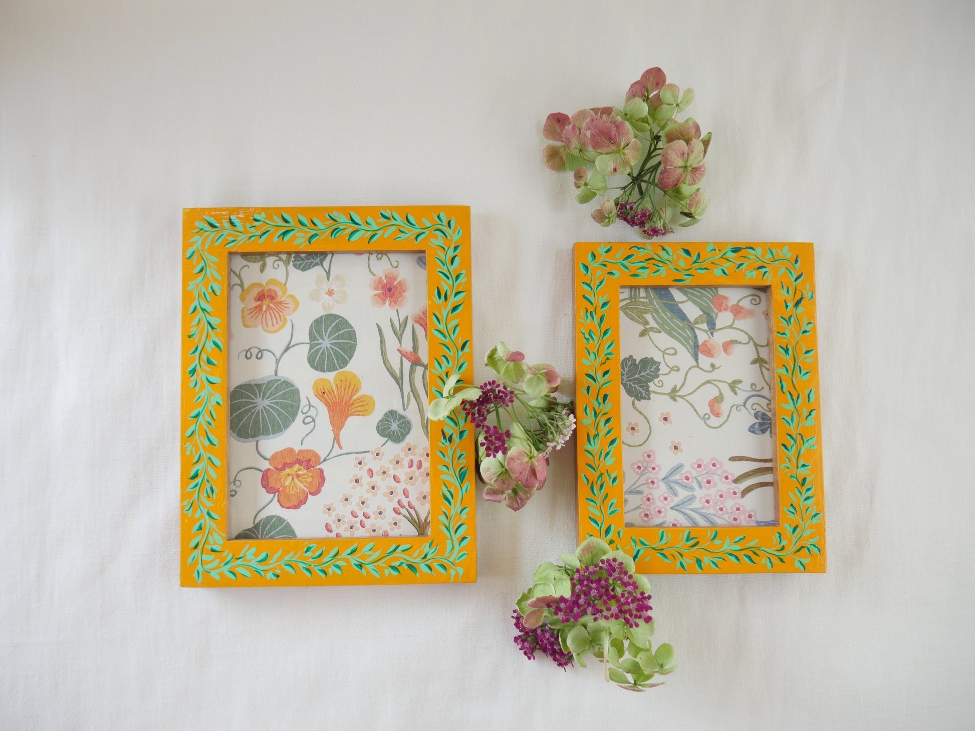 hand painted picture frame yellow