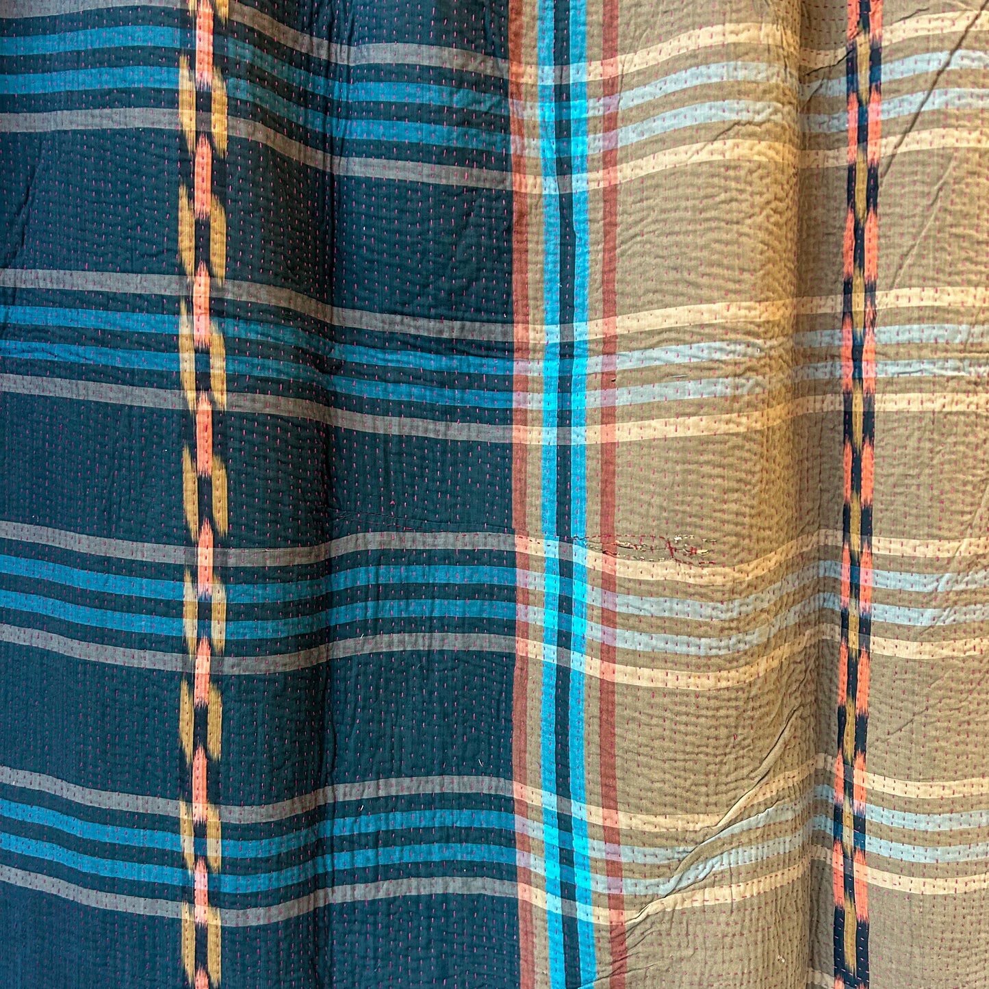 plaid kantha detail