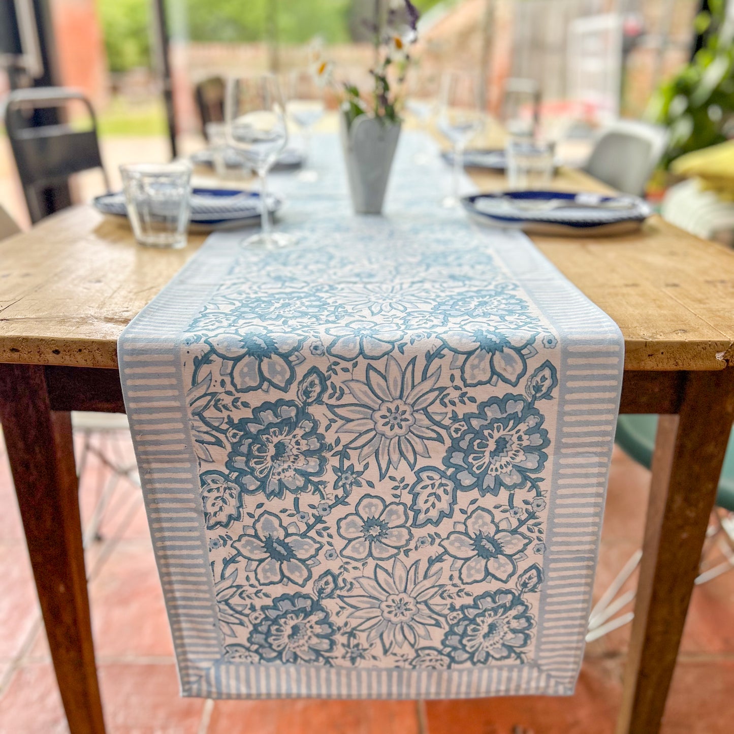 MEADOW hand block printed runner - 3 colours