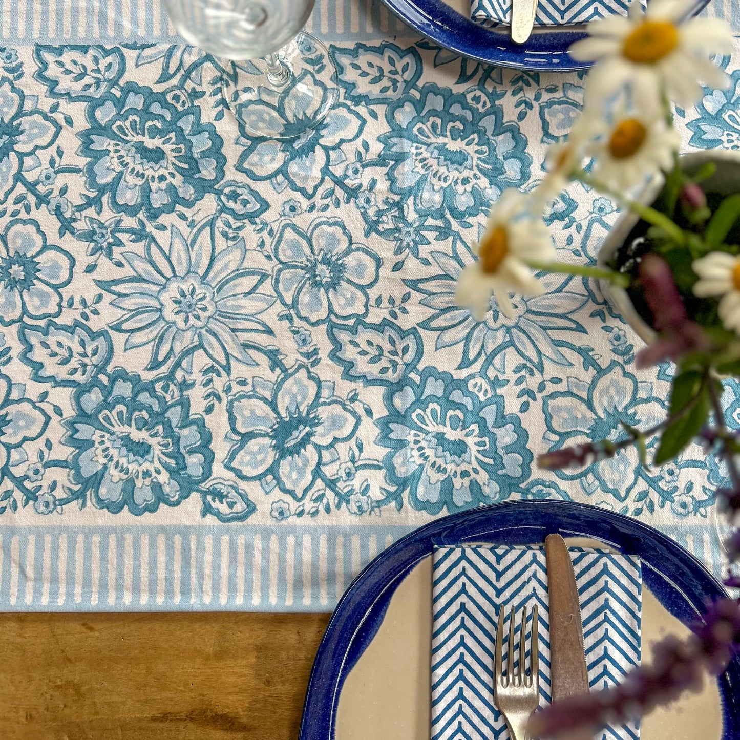 MEADOW hand block printed runner - 3 colours