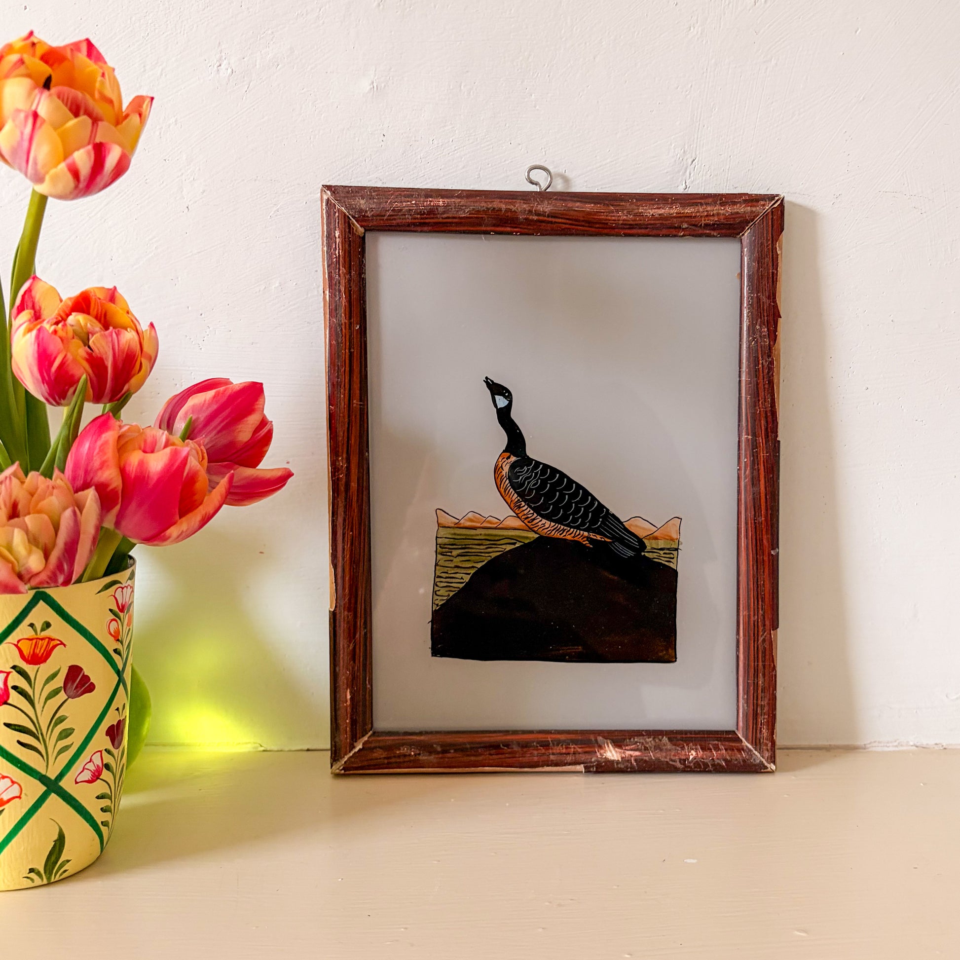 bird indian glass painting