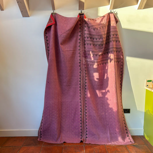 vintage kantha in plum and brown 