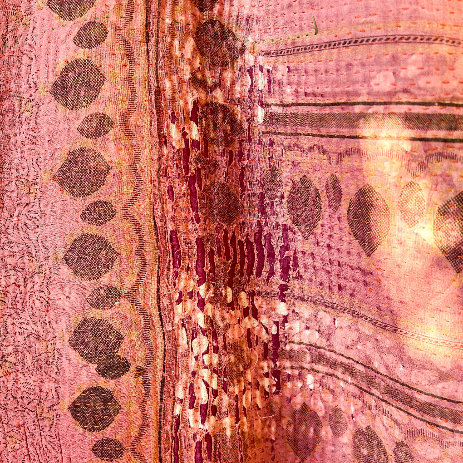 vintage kantha detail textures. throw blanket