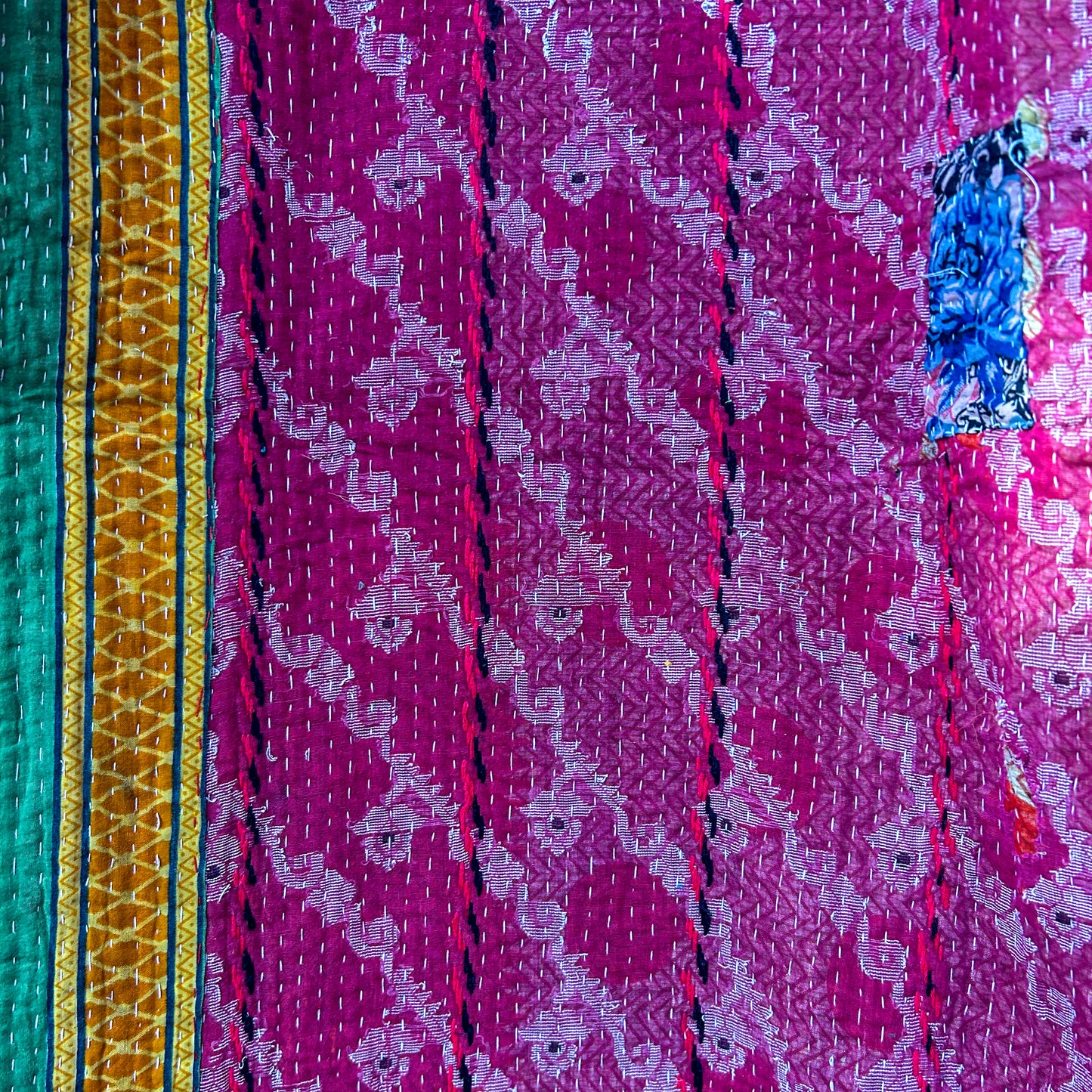 vintage kantha 2047  A throw blanket. stitching. embroidery patch